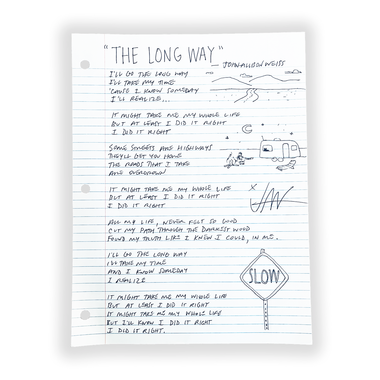 Handwritten Lyrics from John-Allison Weiss